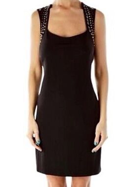 Rock & Republic Black Stud-Embellished Edgy & Modern Mini Party Dress XS